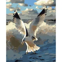 Картина за номерами Strateg ПРЕМІУМ Чайка на морі розміром 40х50 см (GS535)