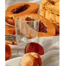 Картина по номерам Strateg ПРЕМИУМ Папайя на завтрак размером 40х50 см (GS544)
