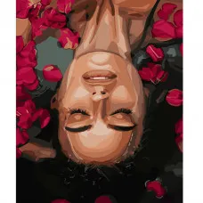 Картина по номерам Strateg ПРЕМИУМ Релакс в лепестках розы размером 40х50 см (GS569)
