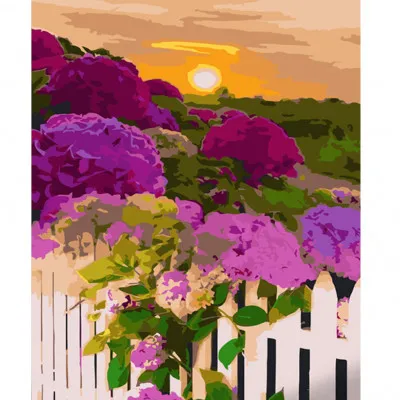 Картина за номерами Strateg ПРЕМІУМ Бузок на заході сонця розміром 40х50 см (GS576) Картина за номерами Strateg ПРЕМІУМ Бузок на заході сонця розміром 40х50 см (GS576)