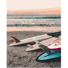 Картина за номерами Strateg ПРЕМІУМ Підготовка до серфінгу розміром 40х50 см (GS630)