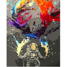 Картина по номерам Strateg ПРЕМИУМ Астронавт с красками размером 40х50 см (GS649)