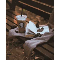 Картина за номерами Strateg ПРЕМІУМ Читання з кавою розміром 40х50 см (GS669)