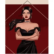 Картина за номерами Strateg ПРЕМІУМ Жінка в чорному розміром 40х50 см (GS700)