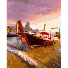 Картина по номерам Strateg ПРЕМИУМ Лодка на берегу размером 40х50 см (GS709)