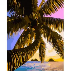 Картина по номерам Strateg ПРЕМИУМ Пальма над морем размером 40х50 см (GS732)