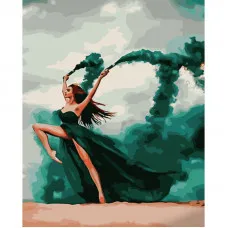 Картина за номерами Strateg ПРЕМІУМ В зеленому димі розміром 40х50 см (GS745)