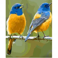Картина за номерами Strateg ПРЕМІУМ Пара синьоголових саяк розміром 40х50 см (GS753)