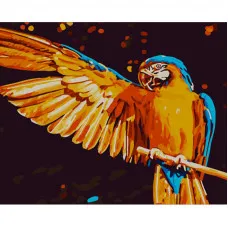 Картина за номерами Strateg ПРЕМІУМ Яскравий папуга з лаком розміром 40х50 см (GS787)