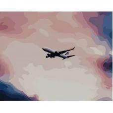 Картина по номерам Strateg ПРЕМИУМ Самолет в небе с лаком размером 40х50 см (GS803)
