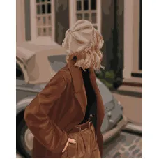 Картина за номерами Strateg ПРЕМІУМ Дівчина в береті розміром 40х50 см (GS842)