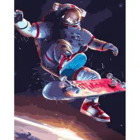 Картина за номерами Strateg ПРЕМІУМ Космонавт на скейті розміром 40х50 см (GS888)