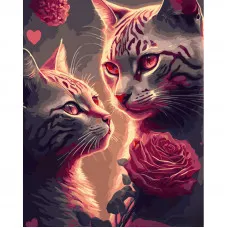 Картина за номерами Strateg ПРЕМІУМ Загадкові коти розміром 40х50 см (GS899)