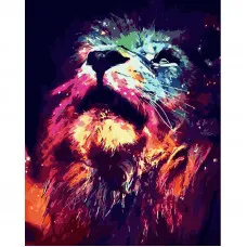 Картина за номерами Strateg ПРЕМІУМ Яскравий лев розміром 40х50 см (GS936)
