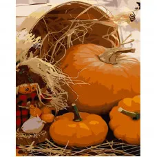 Картина за номерами Strateg ПРЕМІУМ Гарбузи восени розміром 40х50 см (GS939)