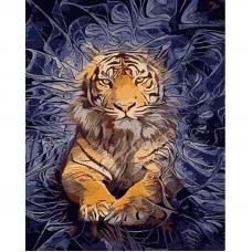 Картина за номерами Strateg ПРЕМІУМ Могутність тигра розміром 40х50 см (GS951)