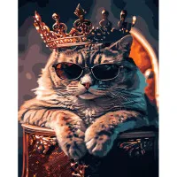 Картина по номерам Strateg ПРЕМИУМ Кот-король размером 40х50 см (GS966)