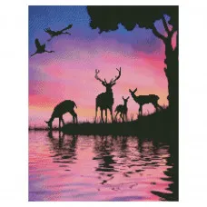 Алмазна мозаїка Олені біля води 50х60 см HA0009