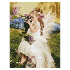 Алмазна мозаїка Дівчинка з кошеням 50х60 см HA0012