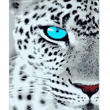 Картина по номерам Strateg ПРЕМИУМ Гепард с голубыми глазами размером 40х50 см (HH018)