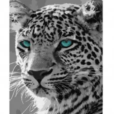 Картина за номерами Strateg ПРЕМІУМ Чорно-білий гепард розміром 40х50 см (HH029)