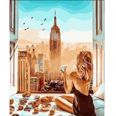 Картина по номерам Strateg ПРЕМИУМ Утро в Нью-Йорке размером 40х50 см (HH034)