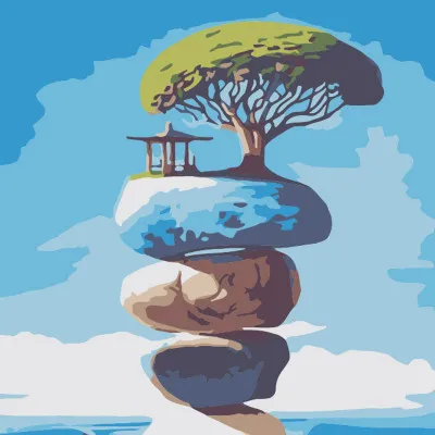 Картина по номерам Strateg Дом на камине размером 20х20 см (HH5746)