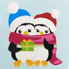 Картина по номерам Strateg  Пингвины с подарком размером 20х20 см (HH6331)