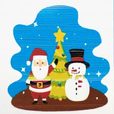 Картина по номерам Strateg  Дед Мороз со снеговиком под елкой размером 20х20 см (HH6332)