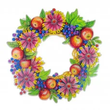Алмазная мозаика Strateg ПРЕМИУМ Веночек-Цветы августа подвесной размером 30х30 см (HHE13844)