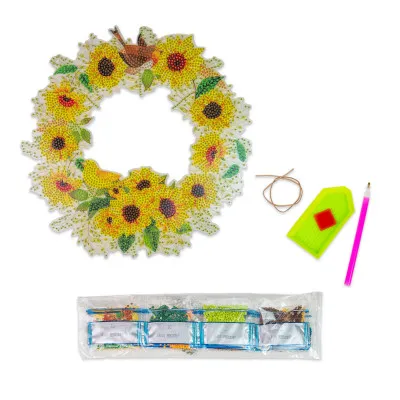 Алмазна мозаїка Strateg ПРЕМІУМ Віночок із соняшників підвісний розміром 30х30 см (HHE26387) Алмазна мозаїка Strateg ПРЕМІУМ Віночок із соняшників підвісний розміром 30х30 см (HHE26387)