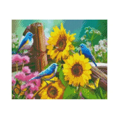 Алмазная мозаика Птицы и подсолнухи 30х40 см HX026