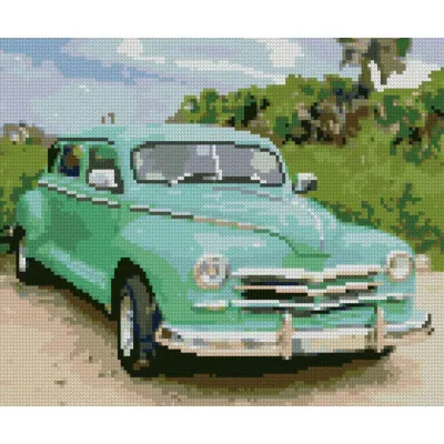 Алмазная мозаика Зеленый ретро-кар 30х40 см HX069