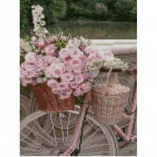 Алмазна мозаїка Велосипед із квітами 30х40 см HX138