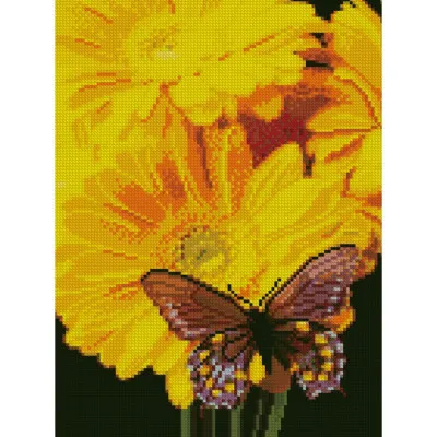 Алмазна мозаїка Метелик на соняшнику 30х40 см HX190