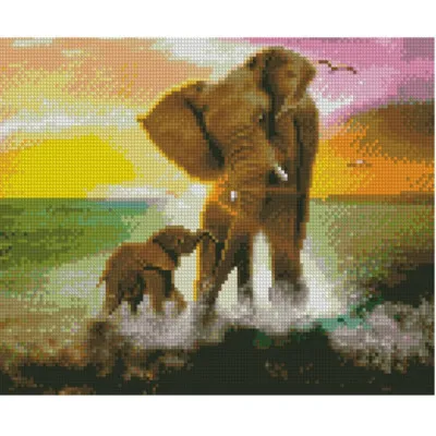 Алмазная мозаика Довольные слоны 30x40 см HX211