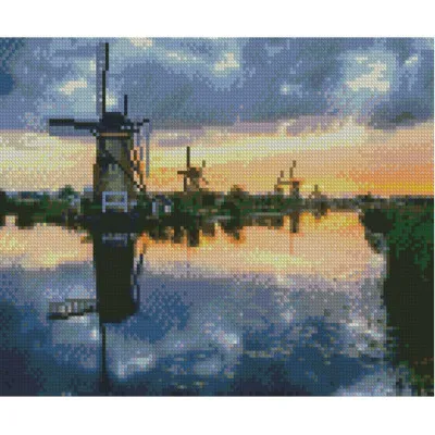 Алмазна мозаїка Млин біля озера 30x40 см HX220 Алмазна мозаїка Млин біля озера 30x40 см HX220