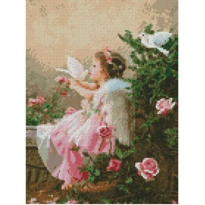 Алмазная мозаика Девочка с голубями 30x40 см HX290