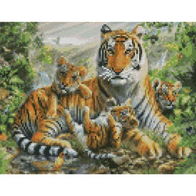 Алмазна мозаїка Тигри, що грають 30x40 см HX325