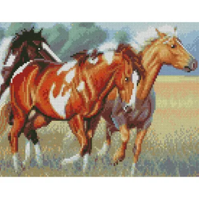 Алмазна мозаїка Дикі коні 30x40 см HX389 Алмазна мозаїка Дикі коні 30x40 см HX389