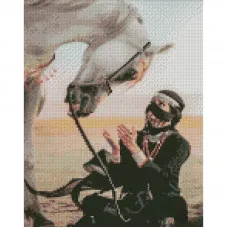 Алмазная мозаика Strateg ПРЕМИУМ  В пустыне с лошадью  размером 30х40 см (KB038)