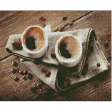 Алмазная мозаика Strateg ПРЕМИУМ Крепкий кофе на двоих размером 30х40 см (KB051)