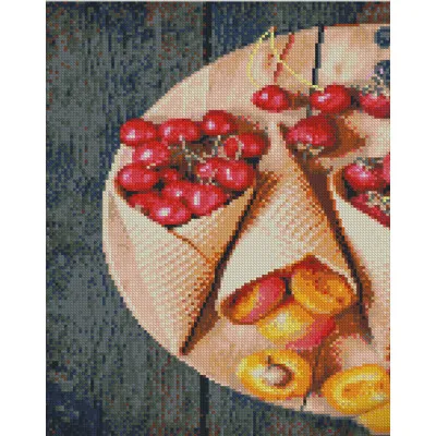 Алмазна мозаїка Strateg ПРЕМІУМ Фрукти на дошці розміром 30х40 см (KB058)