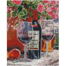 Алмазная мозаика Strateg ПРЕМИУМ Красное вино в бокалах размером 30х40 см (KB061)