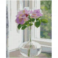 Алмазная мозаика Strateg ПРЕМИУМ Цветок на подоконнике размером 30х40 см (KB103)