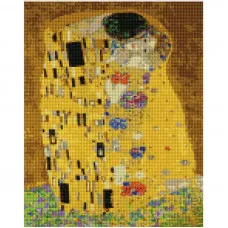 Алмазна мозаїка Strateg ПРЕМІУМ Густав Клімпт Поцілунок розміром 30х40 см (KB121)