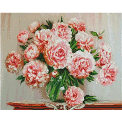 Алмазна картина Strateg ПРЕМІУМ Розкішні півонії розміром 40х50 см (L-318)
