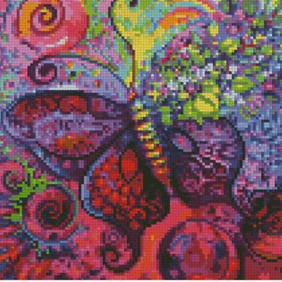 Алмазна мозаїка Strateg ПРЕМІУМ Метелик абстракція розміром 30х30 см CA-0047