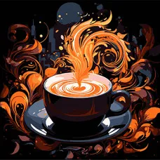 Картина за номерами Strateg ПРЕМІУМ Аромат кави в повітрі на чорному фоні розміром 30х30 см (SH3030-14)