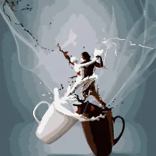 Картина за номерами Strateg ПРЕМІУМ Боротьба чорного та білого розміром 40х40 см (SK029)